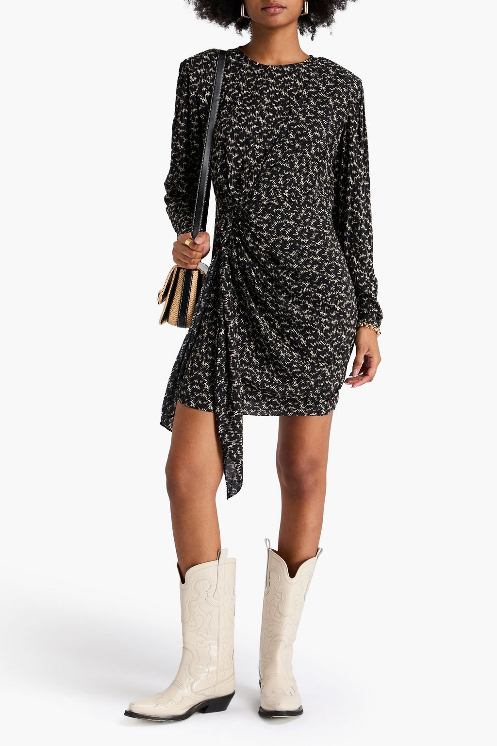 MARANT ÉTOILE Knotted printed crepe mini dress