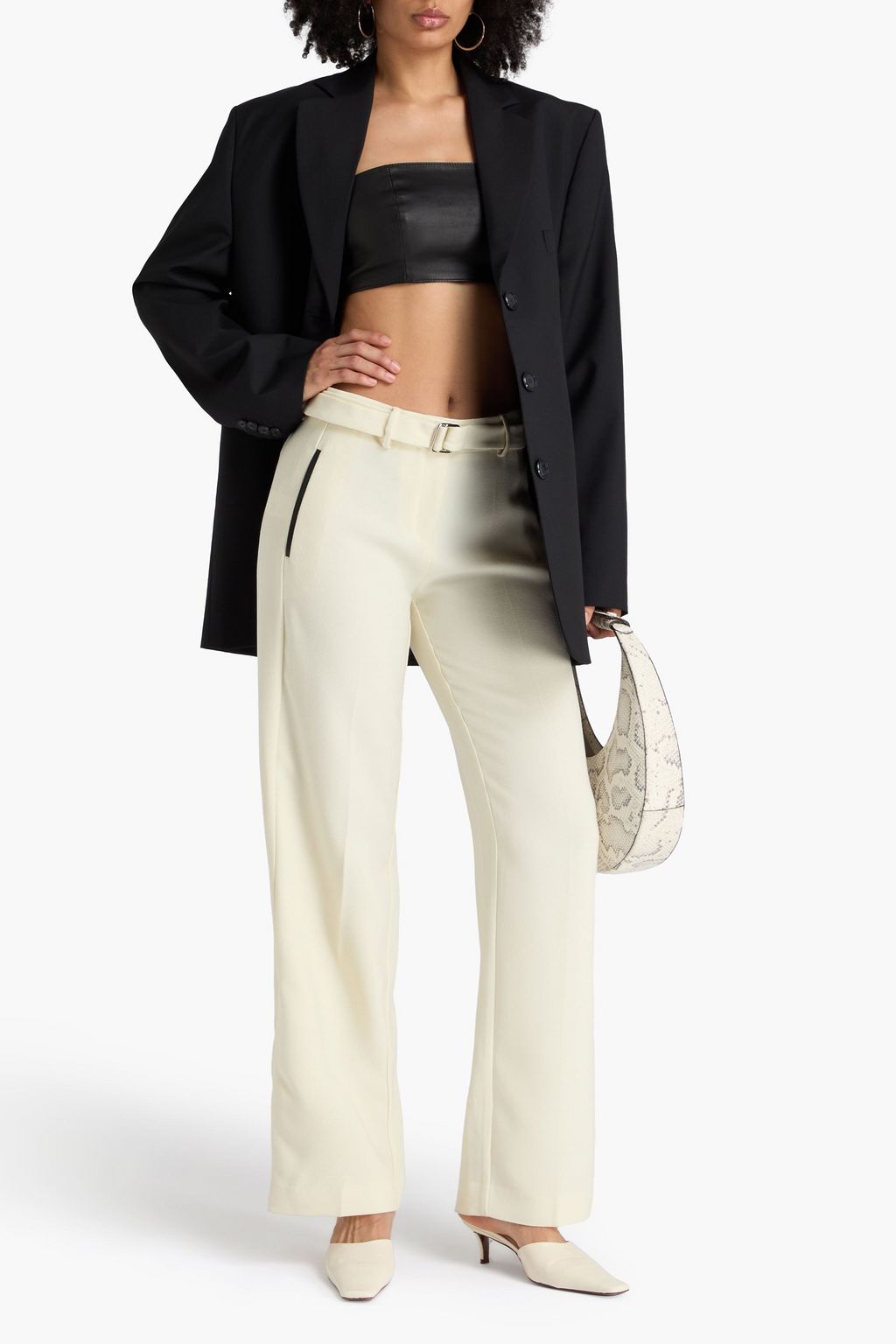 PARIS GEORGIA Basil belted crepe straight-leg pants
