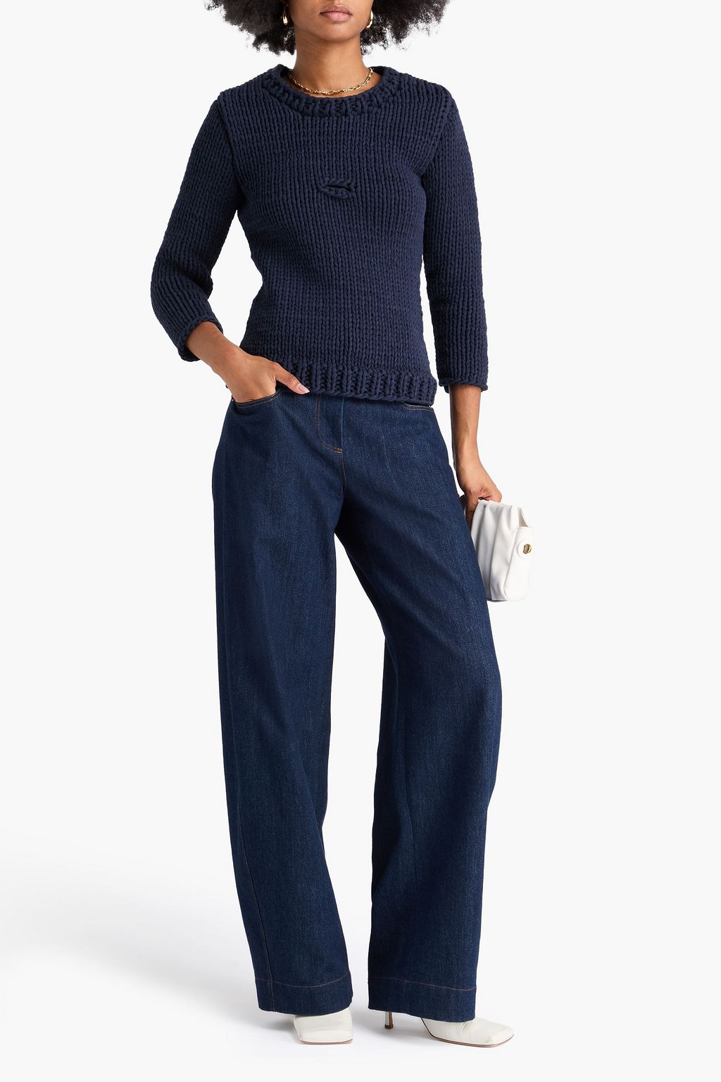 BEVZA Cutout cotton sweater