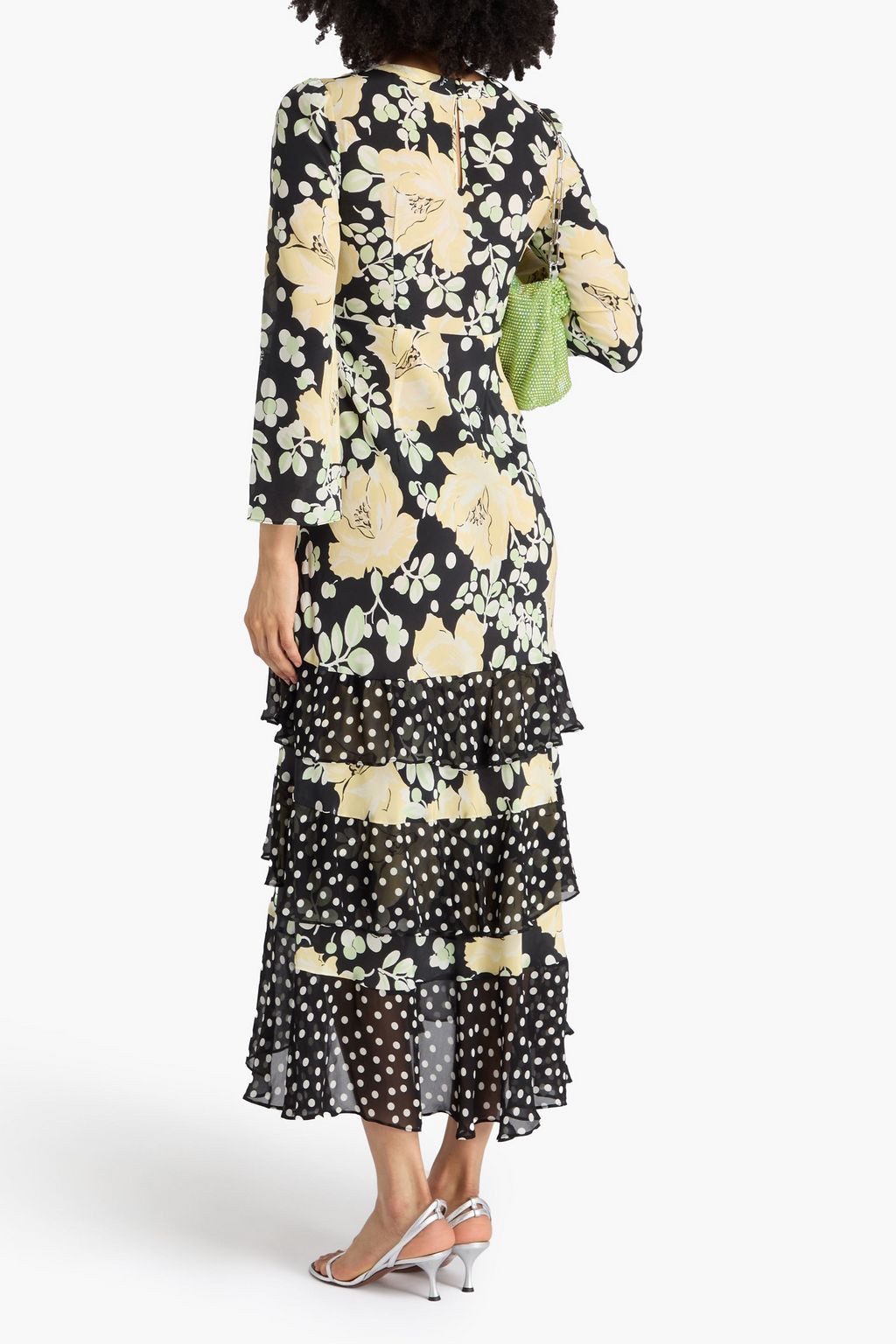 RIXO Johanne ruffled printed silk-georgette midi dress