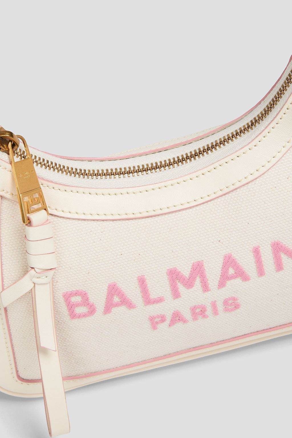 BALMAIN Embroidered canvas shoulder bag
