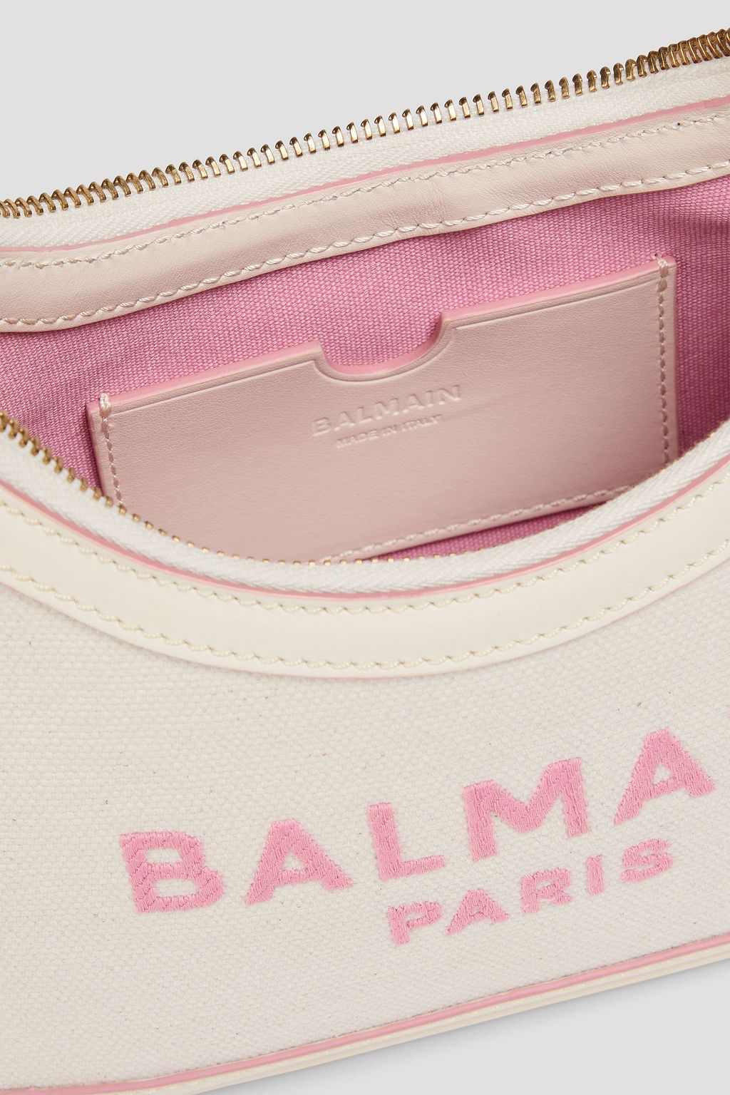 BALMAIN Embroidered canvas shoulder bag