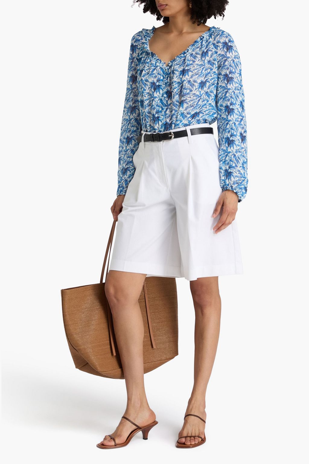 PAIGE Myla ruffled printed silk blouse