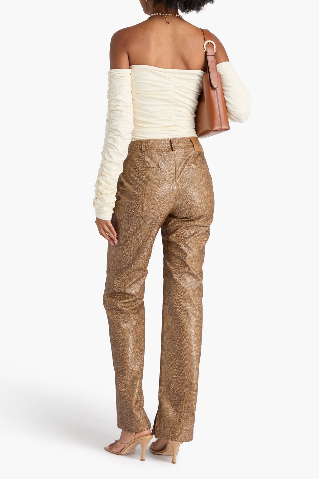 REJINA PYO Ellis snake-effect straight-leg pants