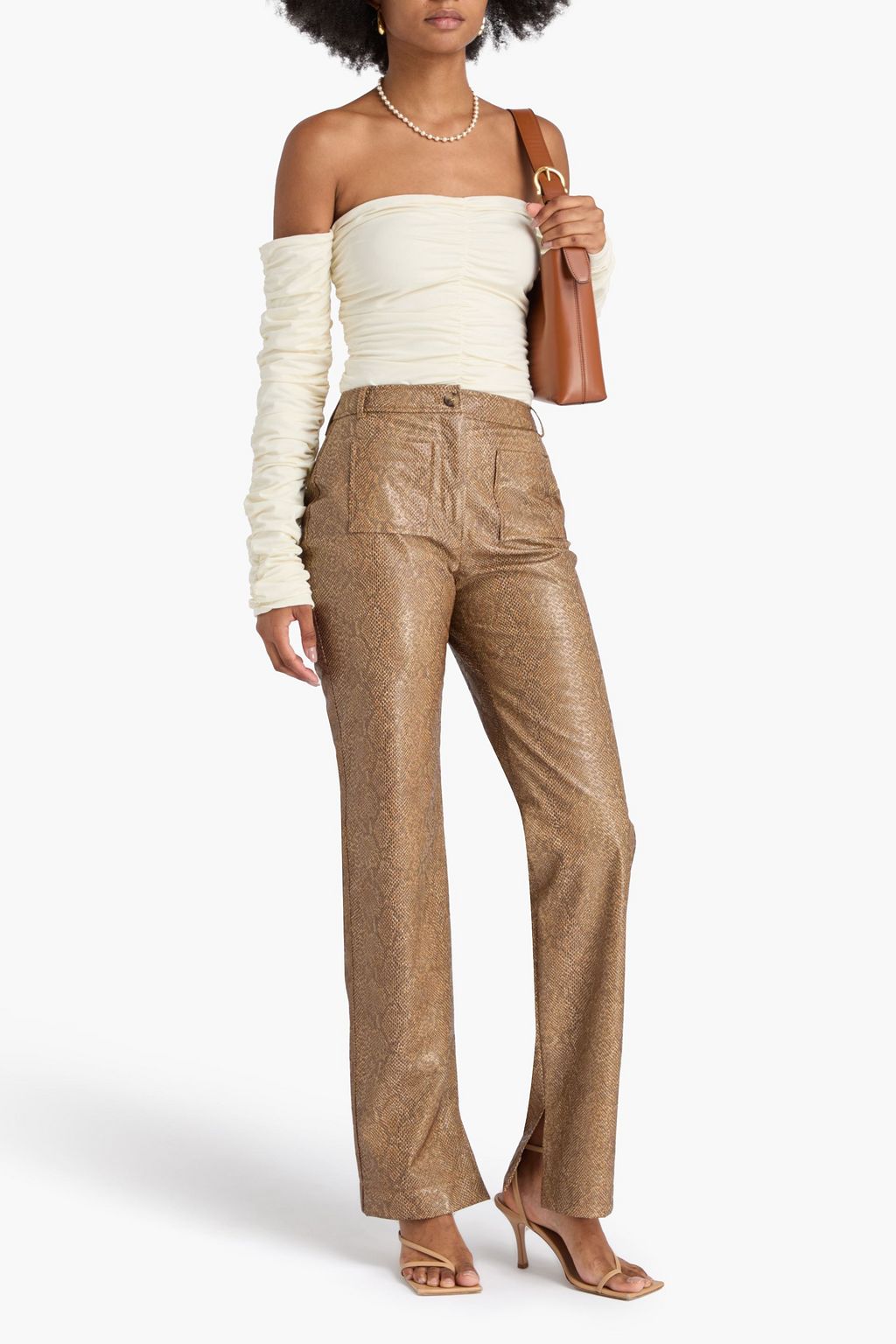 REJINA PYO Ellis snake-effect straight-leg pants