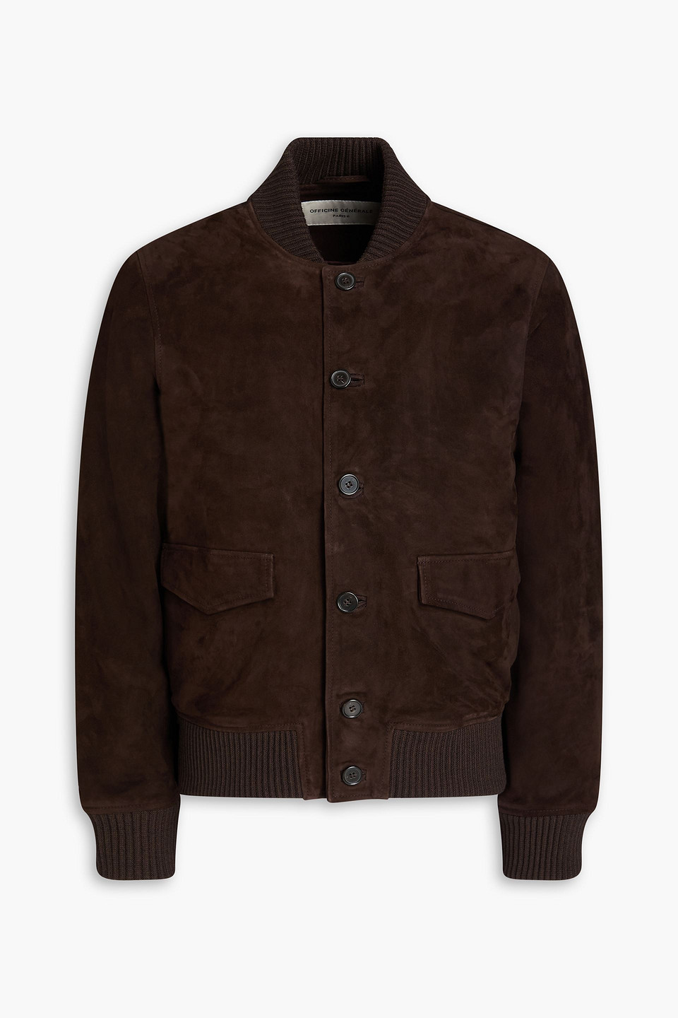 Officine Generale Vulfran Suede Bomber Jacket In Brown