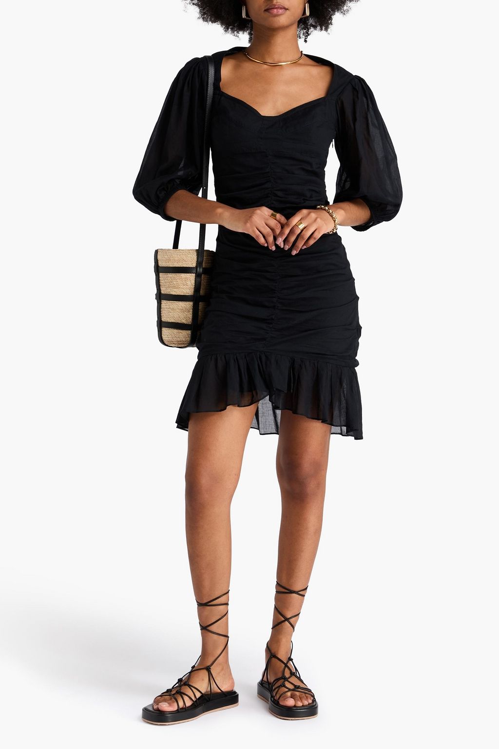 MARANT ÉTOILE Ruched cotton-voile mini dress