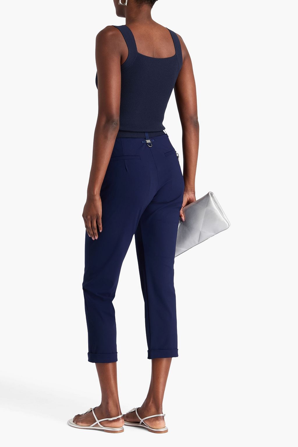 HIGH Cropped chain-embellished stretch-jersey tapered pants