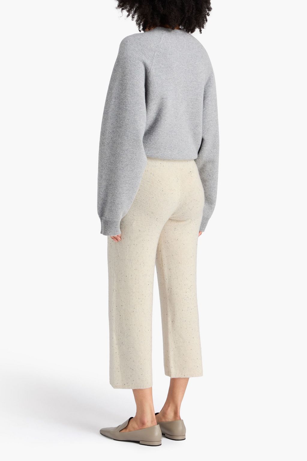 PAIGE Olivine cropped Donegal cashmere wide-leg pants