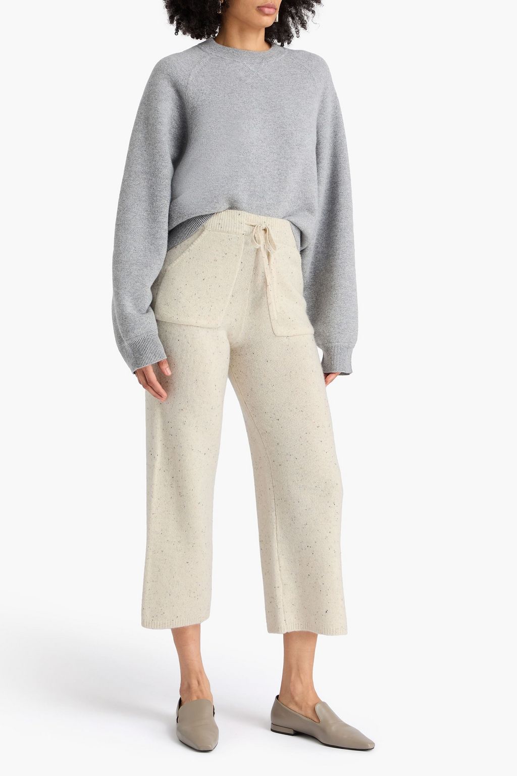 PAIGE Olivine cropped Donegal cashmere wide-leg pants