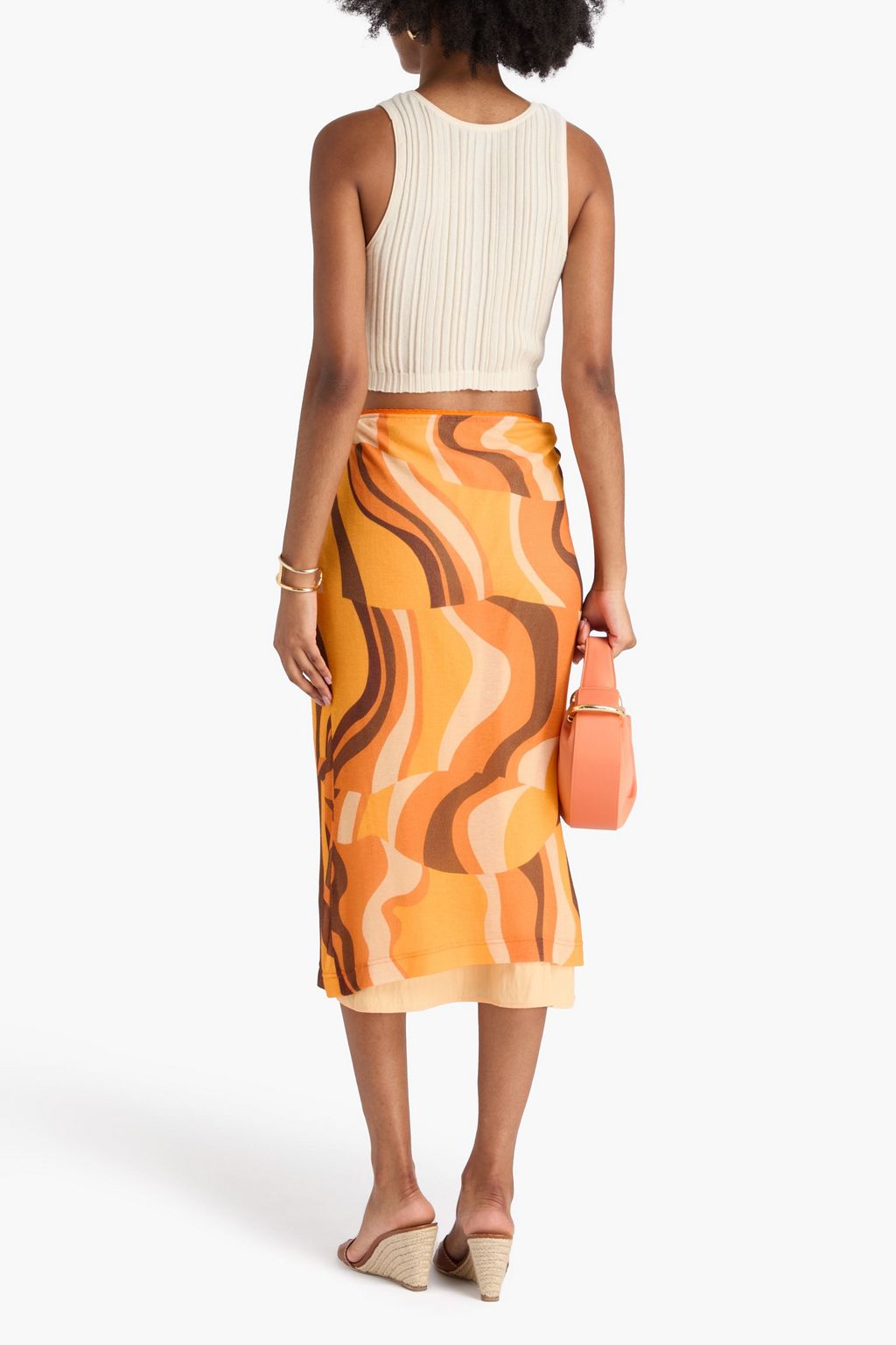 REJINA PYO Printed Lyocell-jersey midi skirt