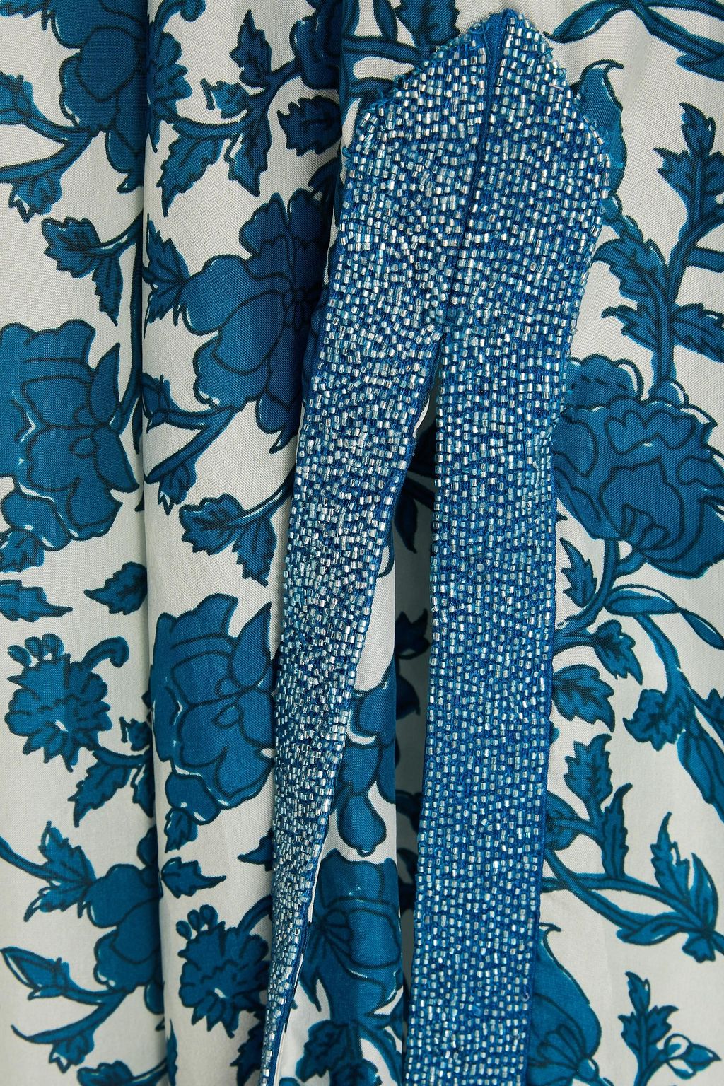 HANNAH Clarisse floral-print silk crepe de chine midi skirt