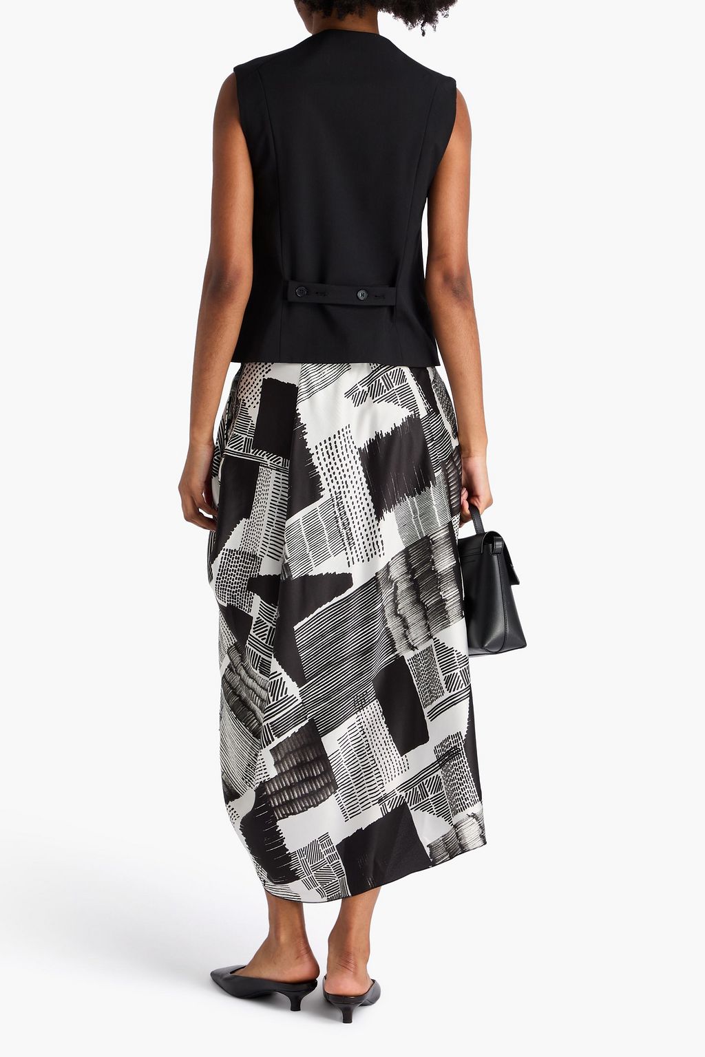 HIGH Draped printed satin midi skirt