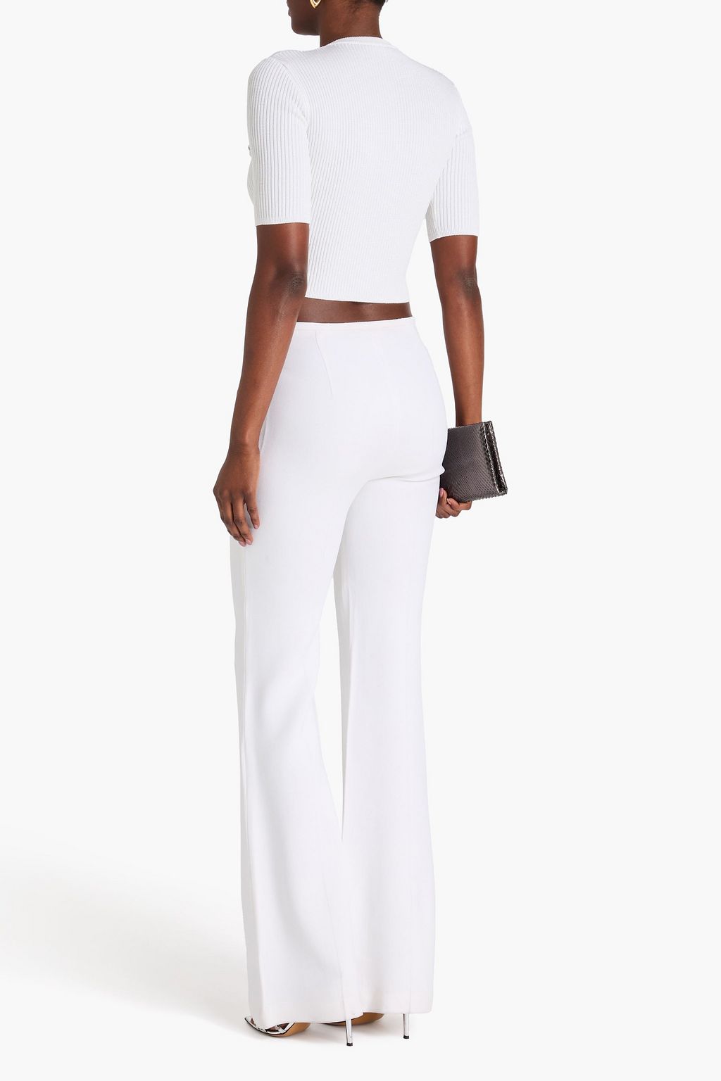 BALMAIN Cropped embellished ribbed-knit cardigan