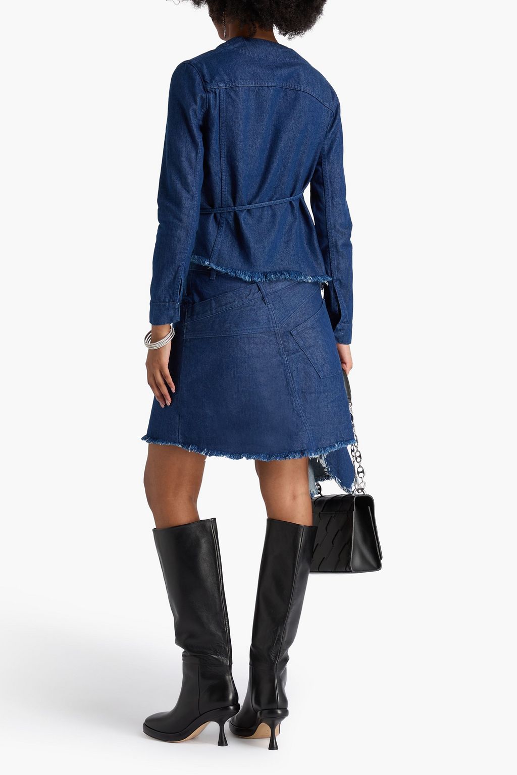 MARQUES' ALMEIDA Asymmetric frayed denim jacket