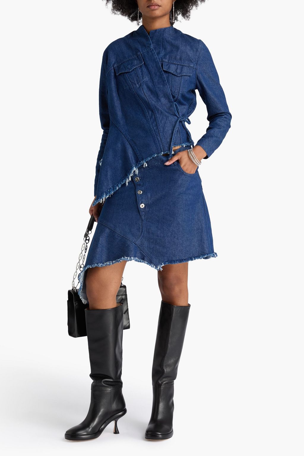 MARQUES' ALMEIDA Asymmetric frayed denim jacket