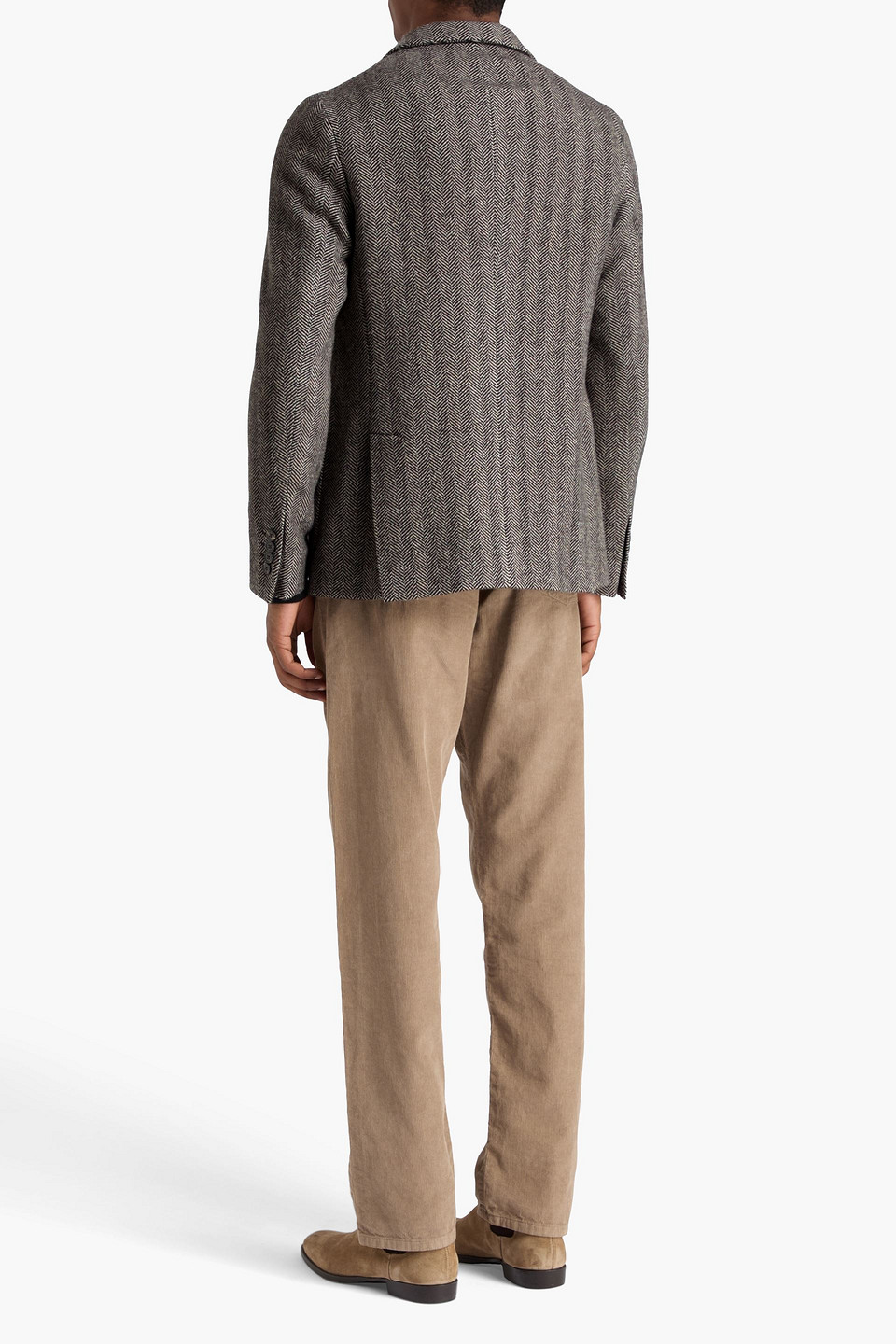 Officine Generale Leon Double-breasted Herringbone Cashmere-tweed Blazer In Gray