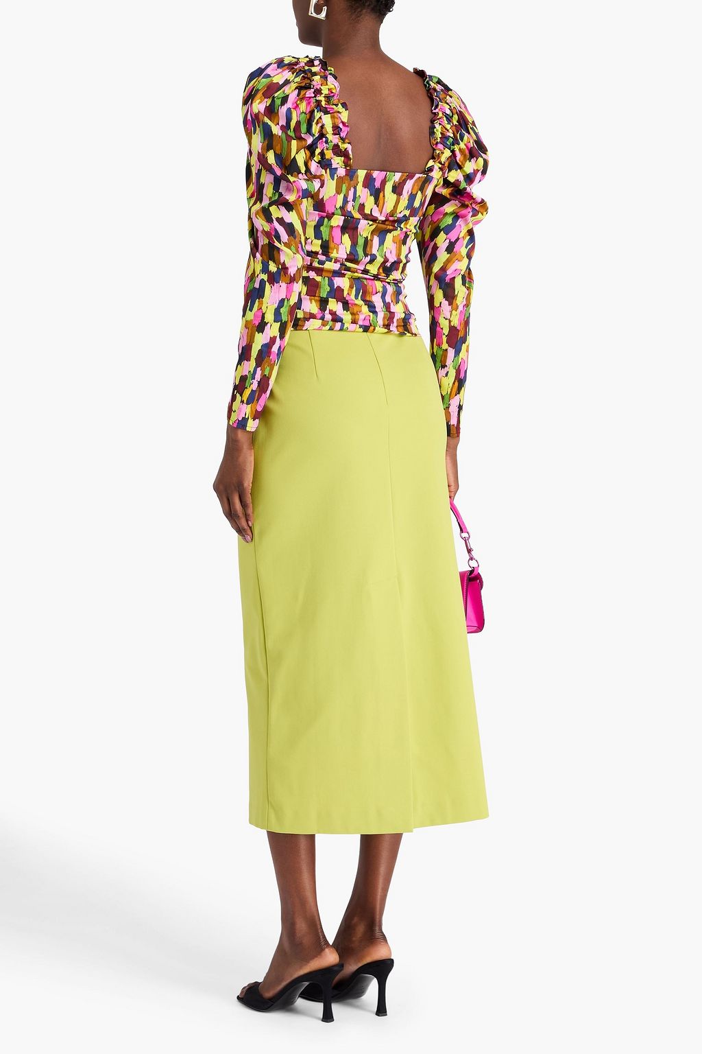 BRØGGER Loretta ruffled printed sain top