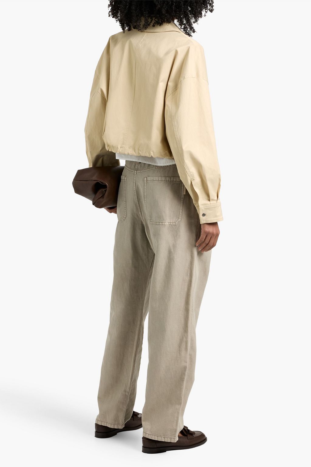 BRUNELLO CUCINELLI Cotton and linen-blend twill straight-leg pants