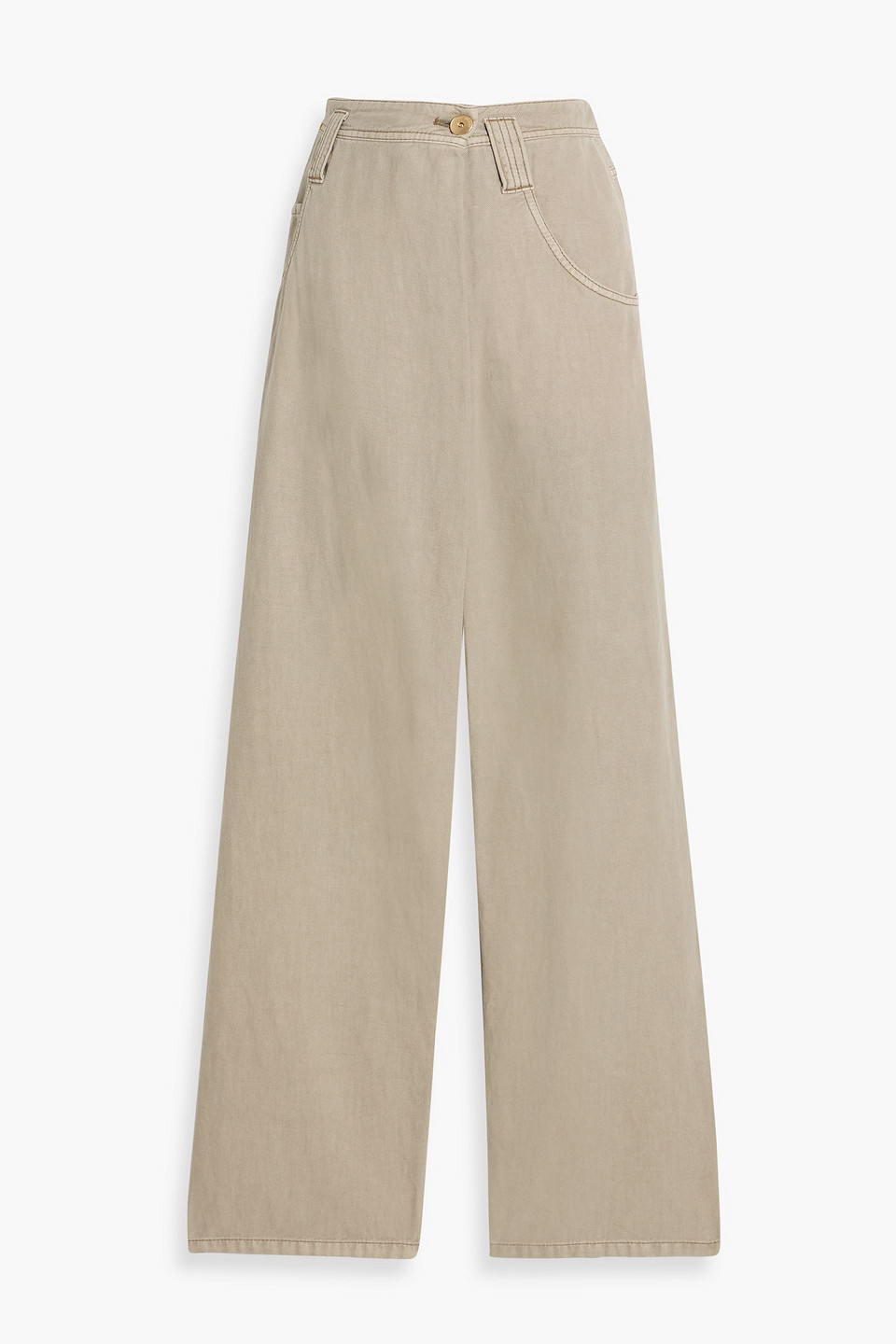 Cotton and linen-blend twill straight-leg pants