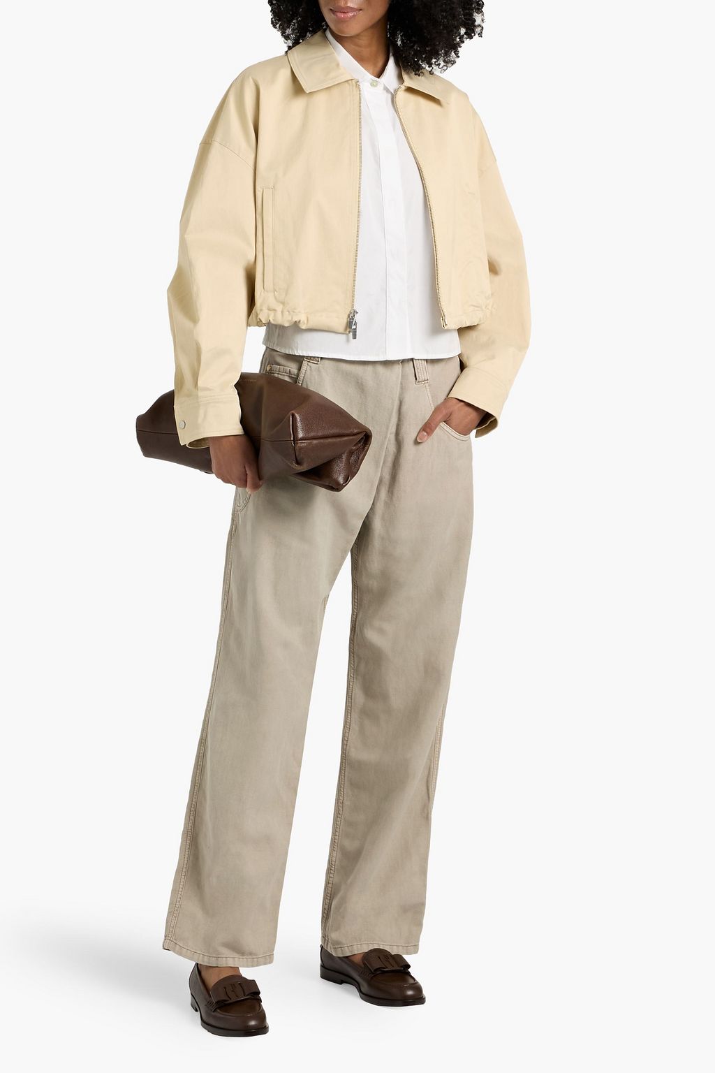 BRUNELLO CUCINELLI Cotton and linen-blend twill straight-leg pants