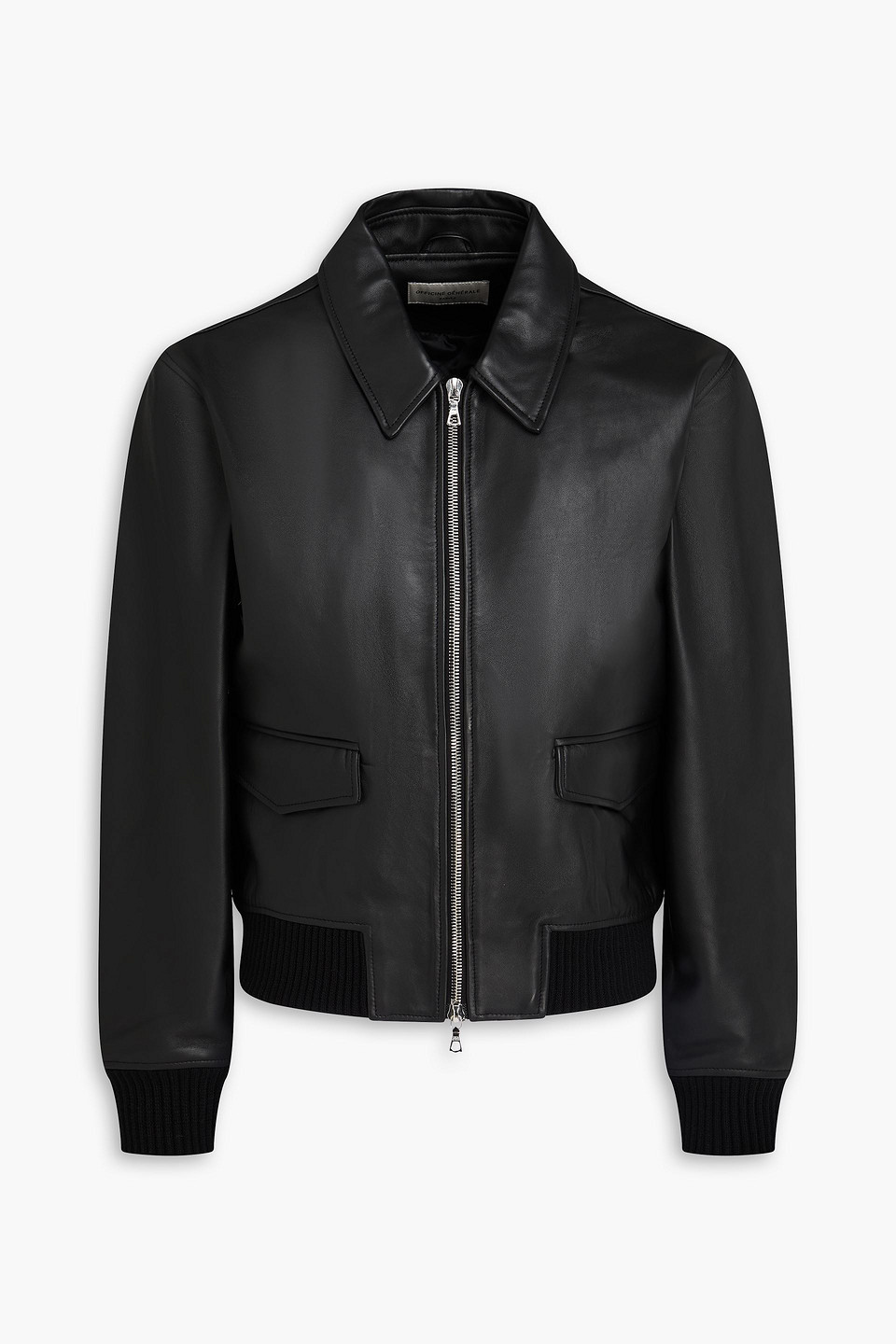 Officine Generale Conan Leather Jacket In Black