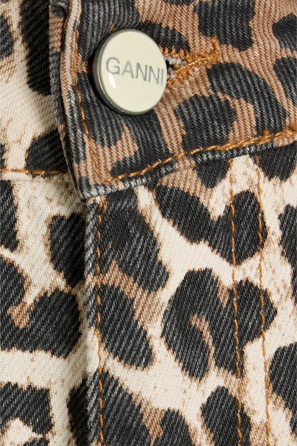 GANNI High-rise leopard print barrel-leg jeans