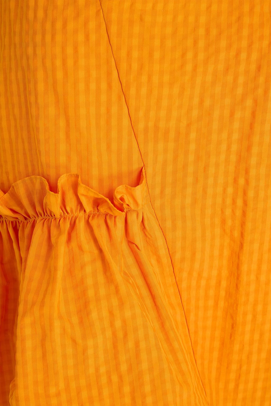 BRØGGER Heather ruffled gingham taffeta top