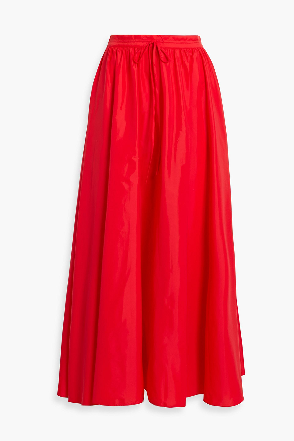 Staud Eden Pleated Taffeta Maxi Skirt In Red