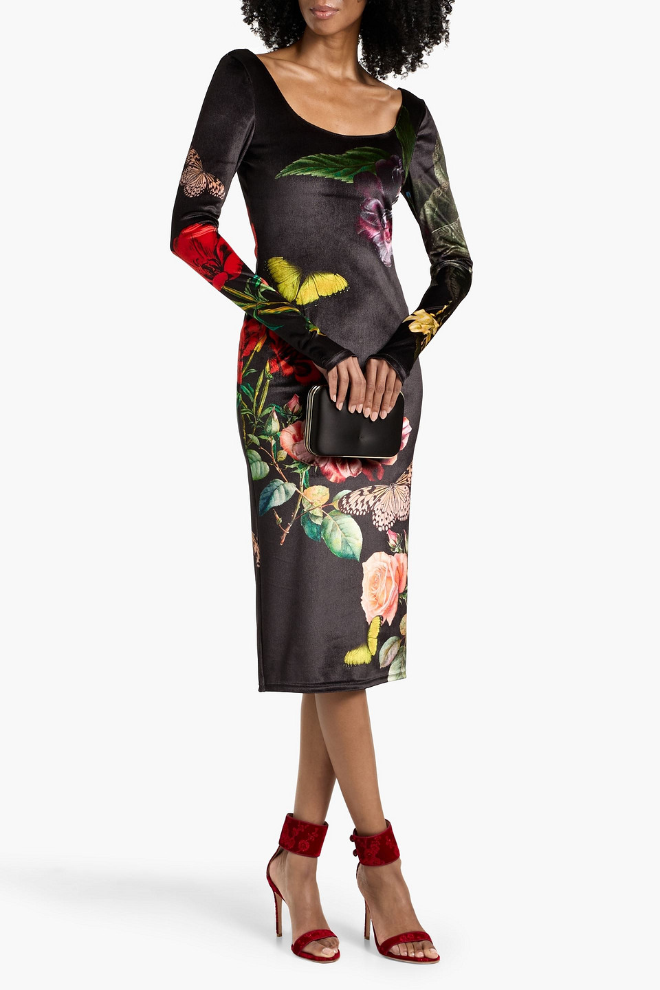 knee length dresses for ladies Delora Printed Mesh Strapless Midi Dress in Mauve main image 1