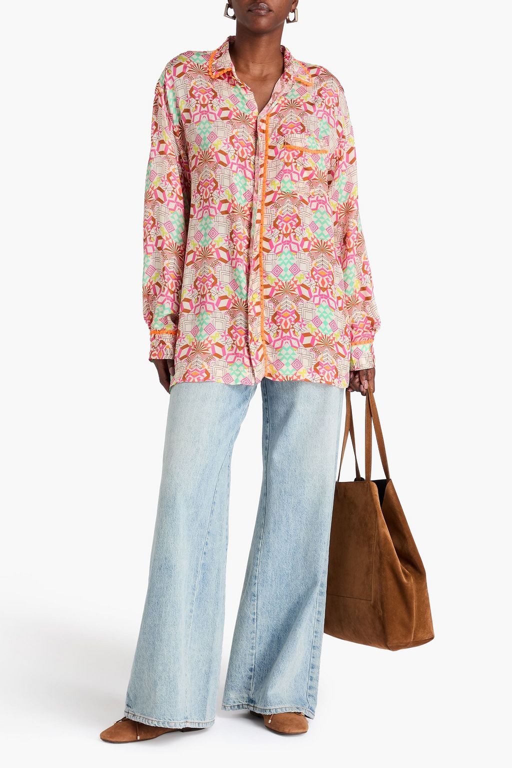 FORTE_FORTE Printed silk-twill shirt