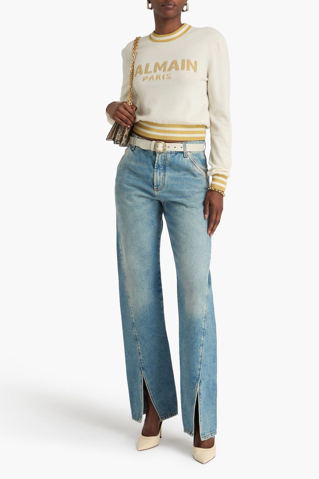 BALMAIN Pullover aus einer Wollmischung mit Metallic-Effekt