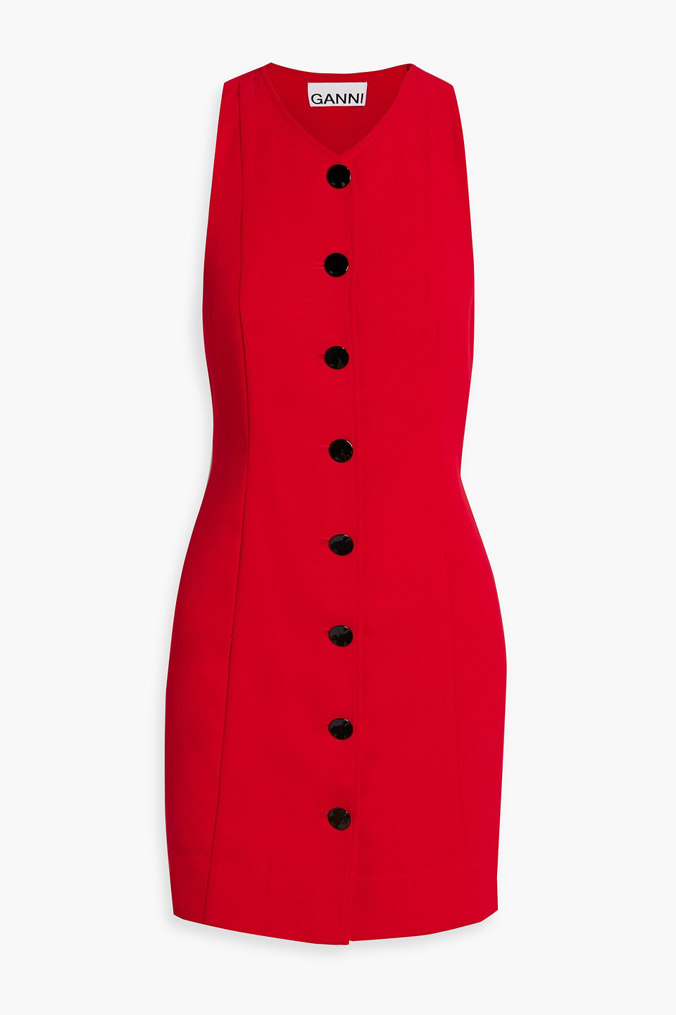 Ganni Twill Mini Dress In Red