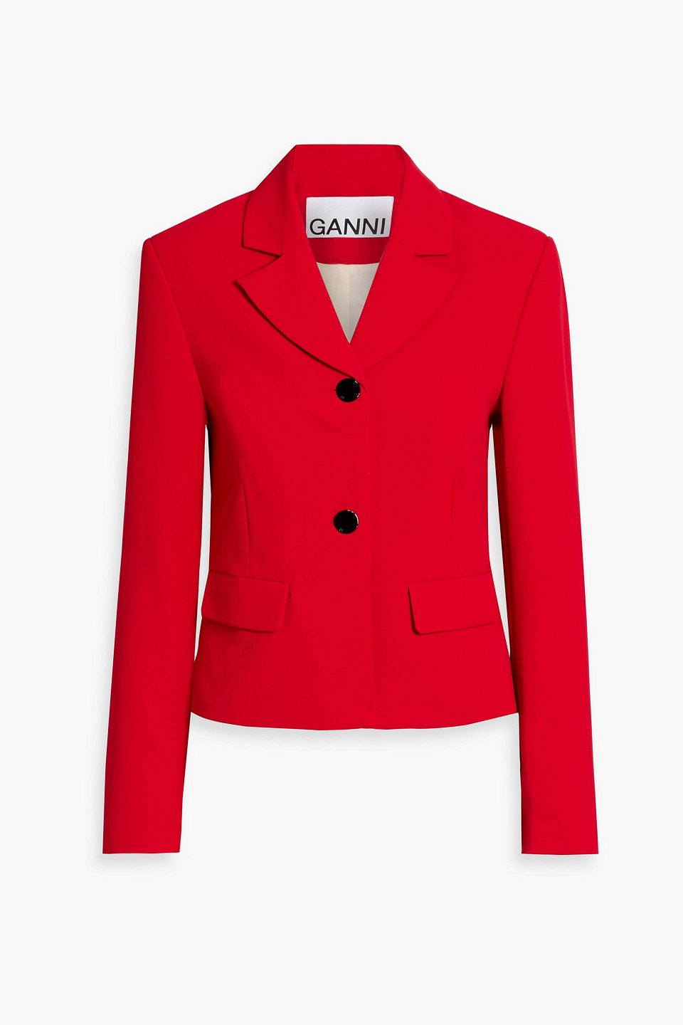 Ganni Light Twill Suiting Fitted Blazer Barbados Cherry In Red
