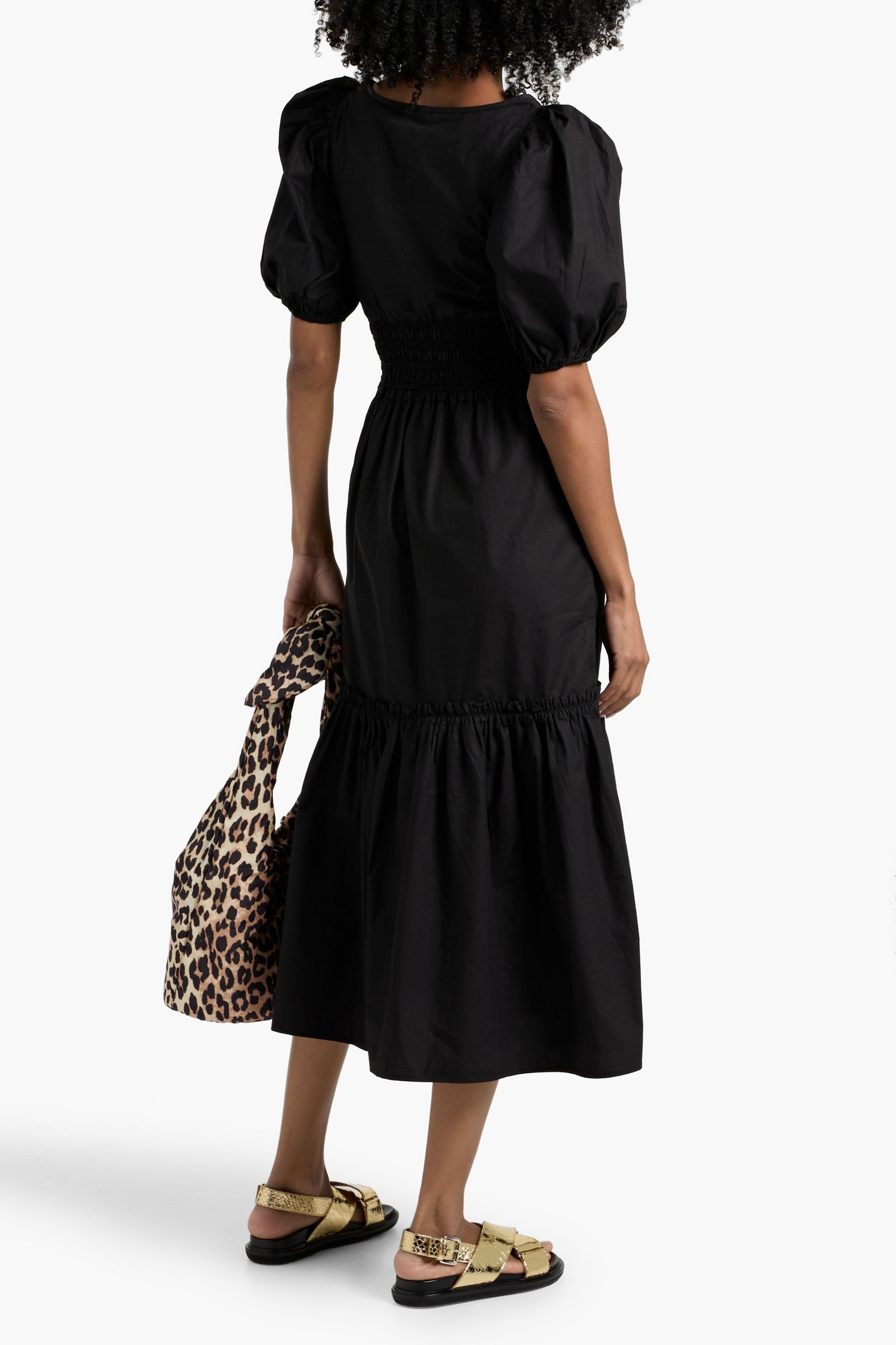 GANNI Cotton-poplin midi dress thumbnail