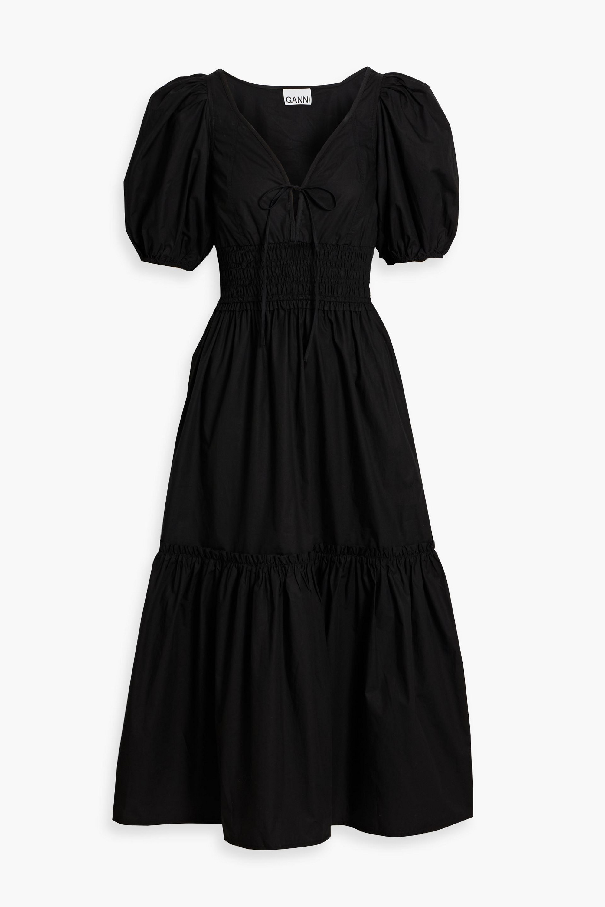 GANNI Cotton-poplin midi dress thumbnail