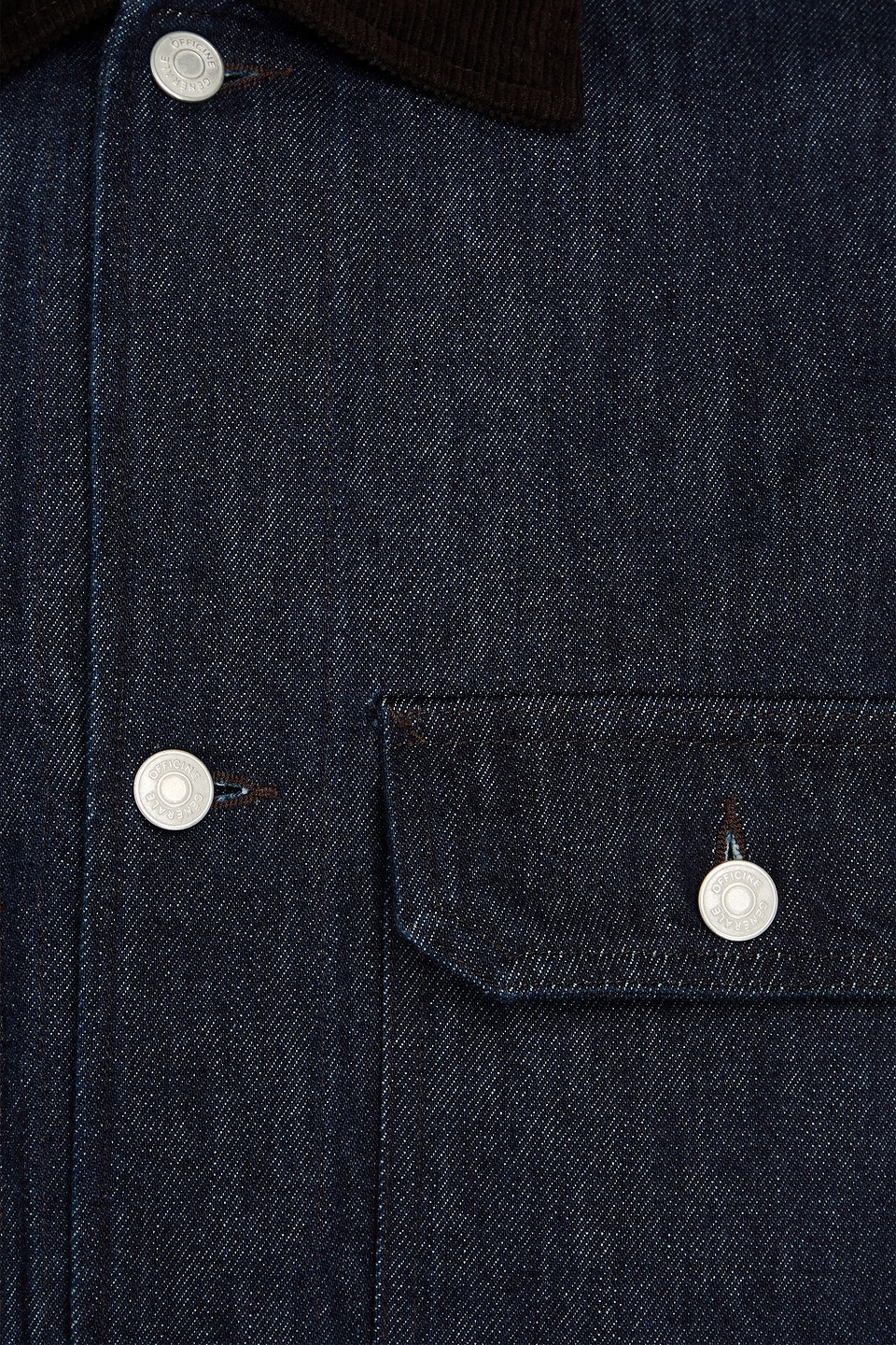 Officine Generale Curtis Corduroy-trimmed Denim Jacket In Blue