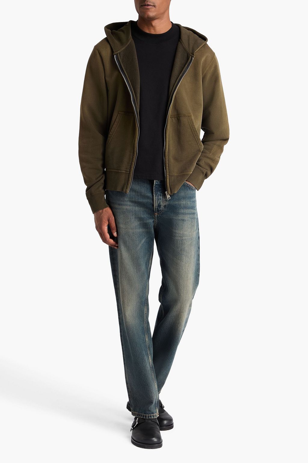 SANDRO French cotton-terry zip-up hoodie