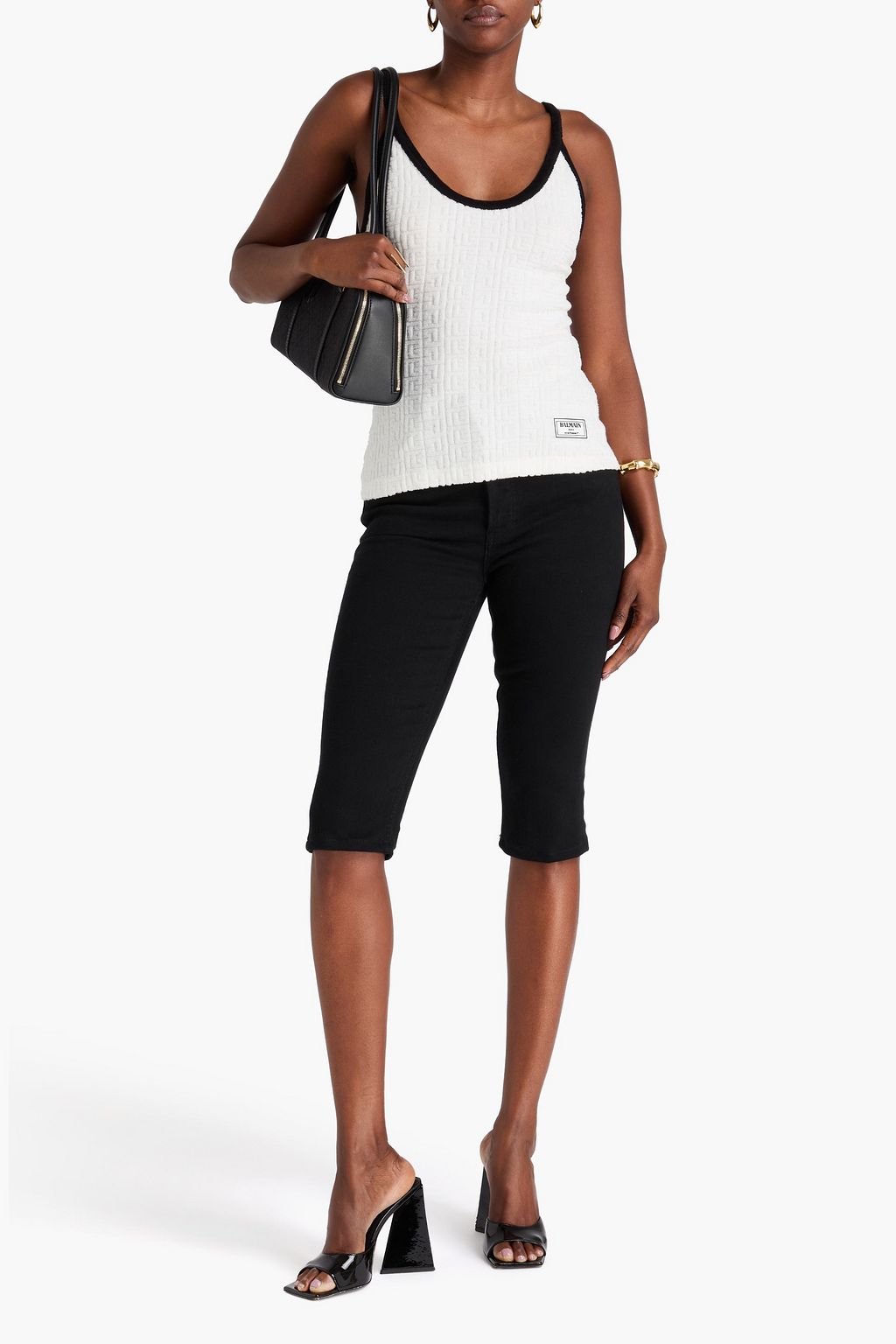 BALMAIN Cotton-blend terry-jacquard camisole