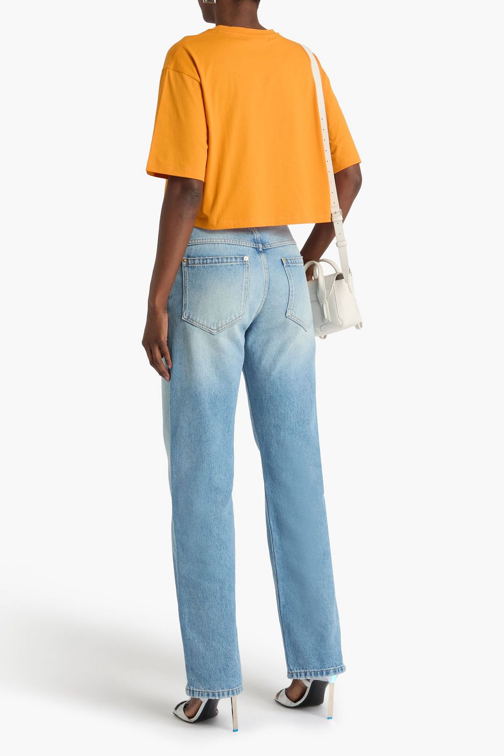 BALMAIN Cropped logo-print cotton-jersey T-shirt