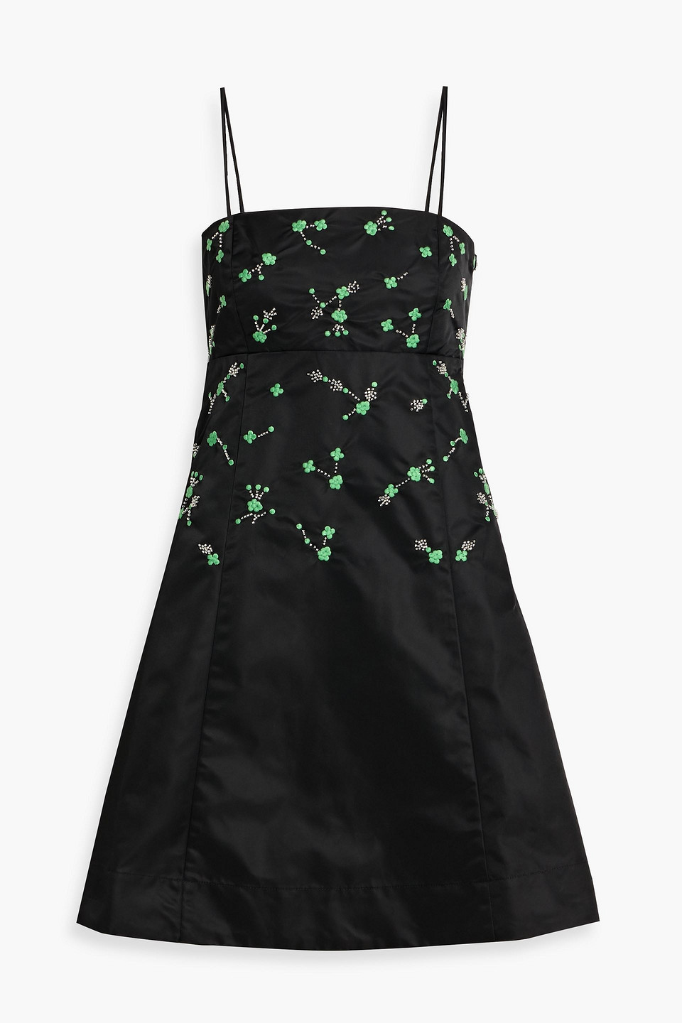 Ganni Embellished Taffeta Mini Dress In Black