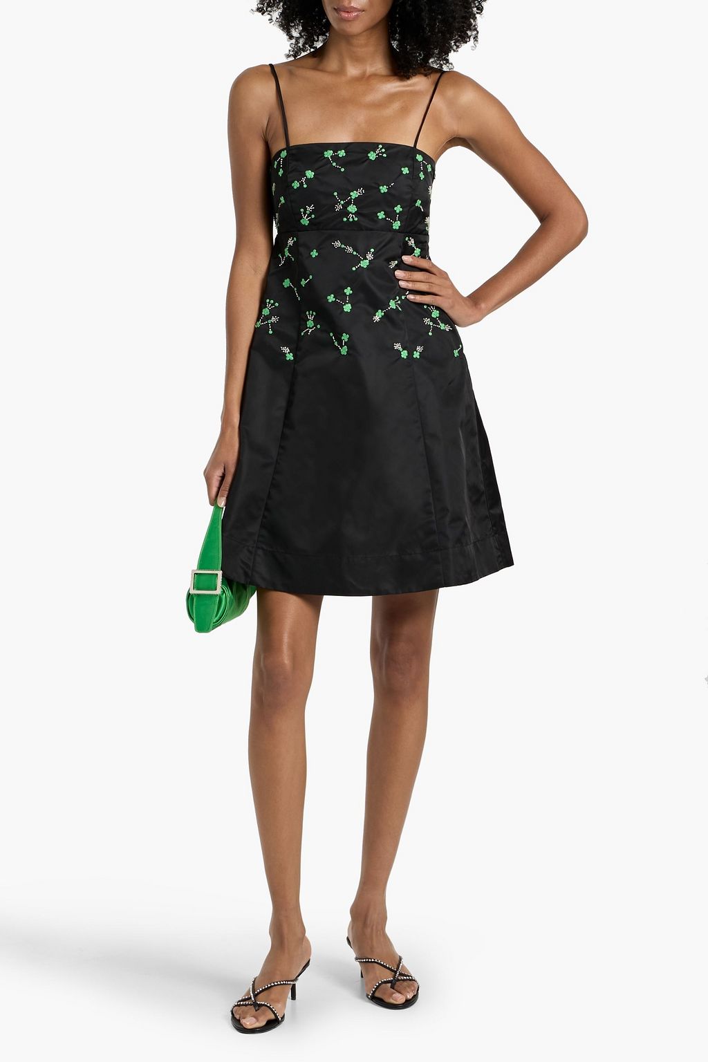 GANNI Embellished taffeta mini dress