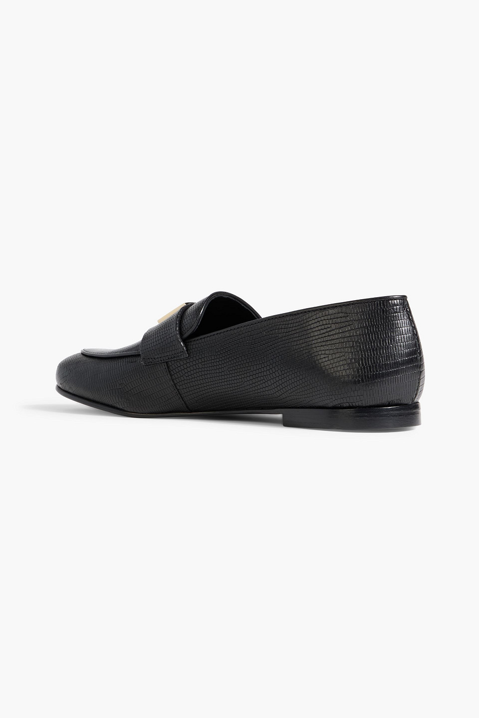 Anine Bing Corrine Embellished Lizard-effect Leather Loafers In Black