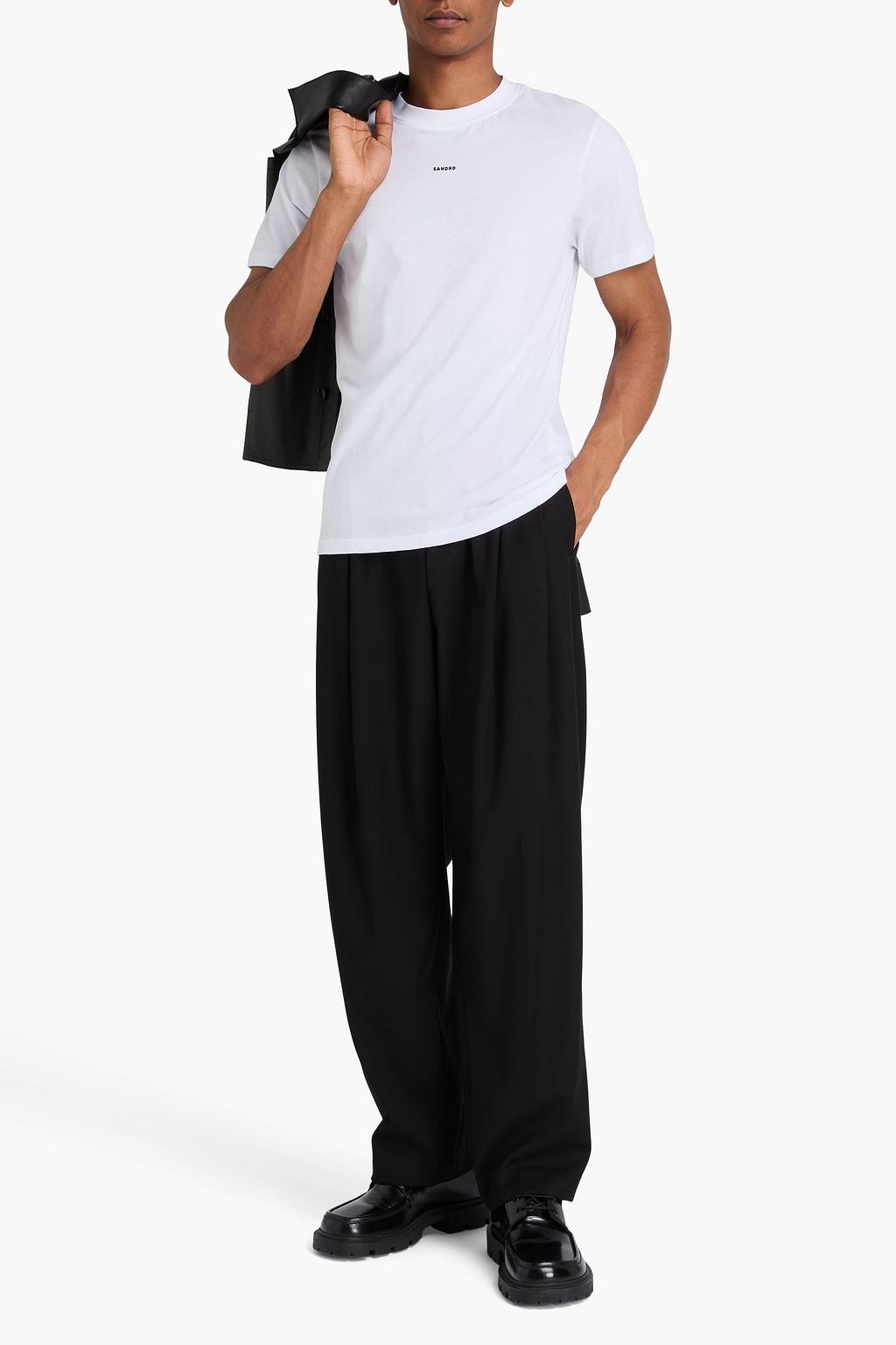 SANDRO Embroidered cotton-jersey T-shirt