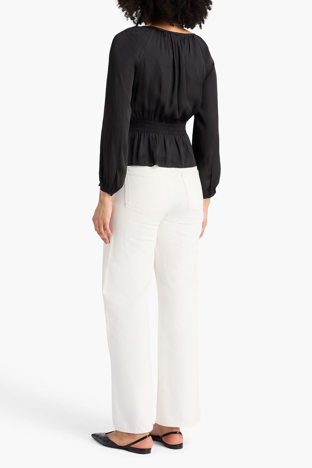 PAIGE Shirred satin top