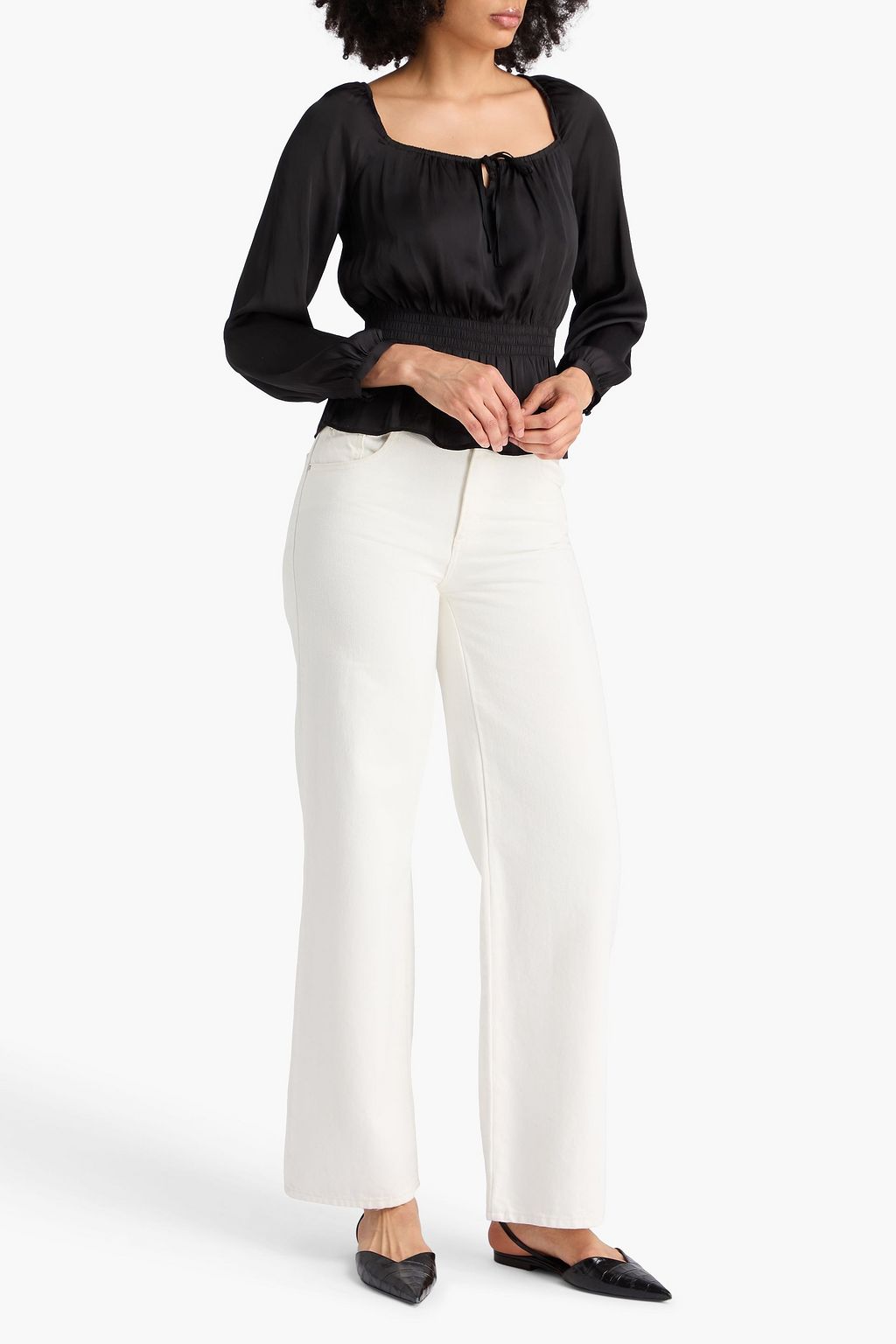 PAIGE Shirred satin top