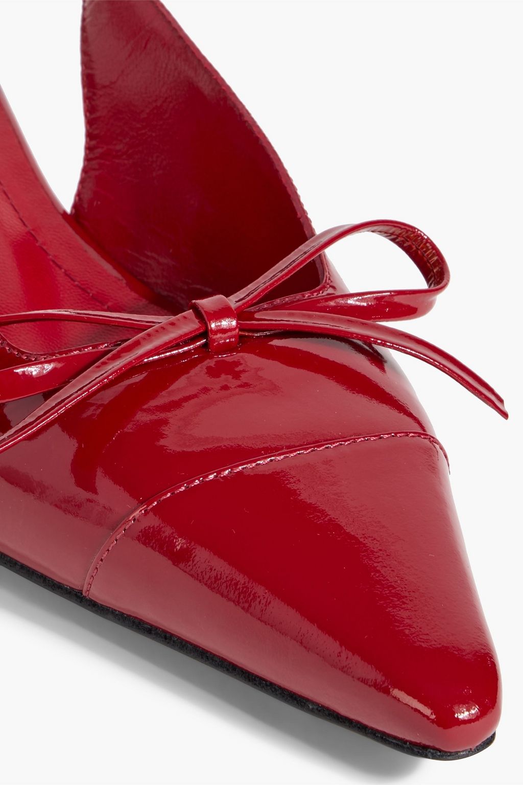 ANINE BING Zoey bow-detailed patent-leather slingback pumps
