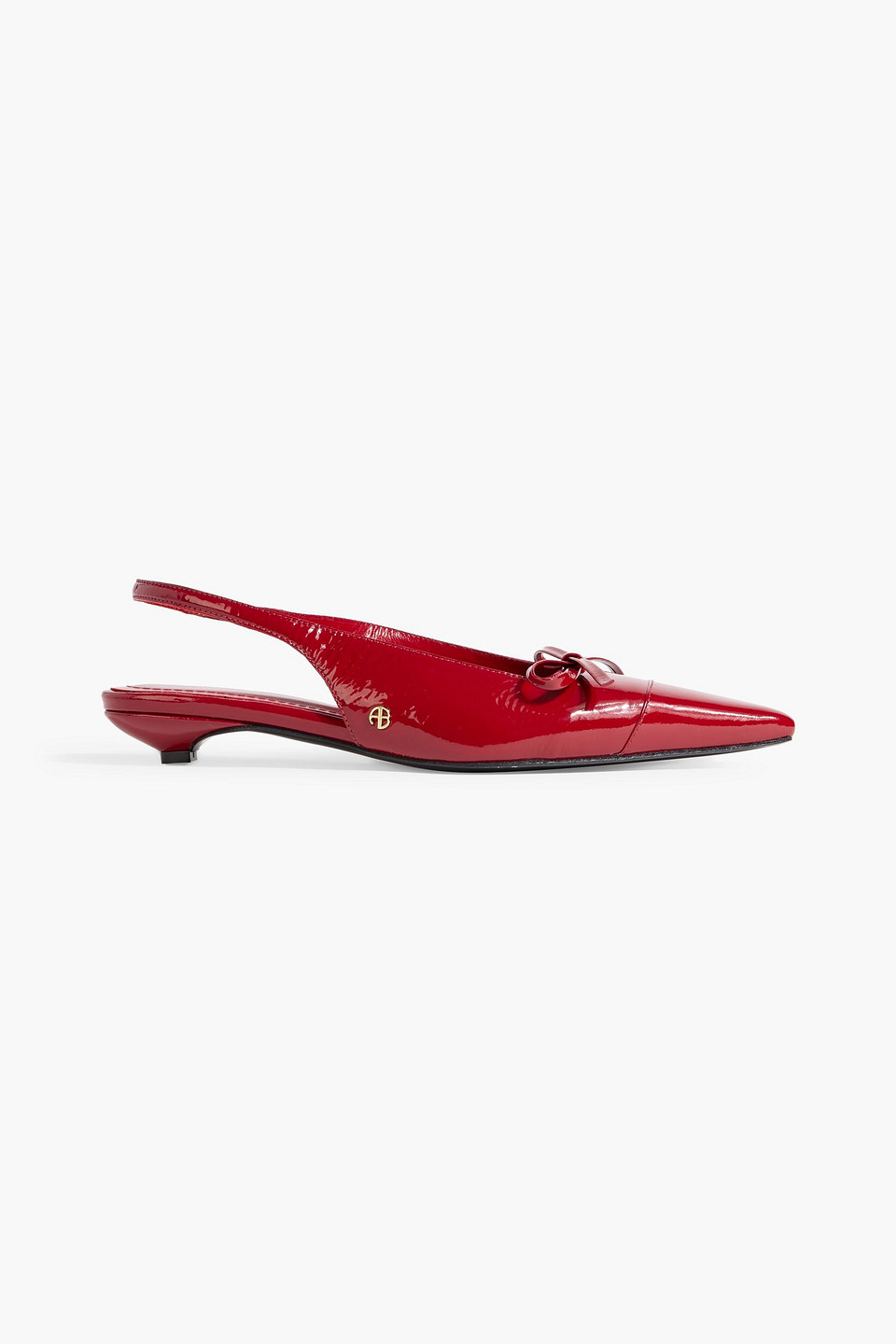 Anine Bing Zoey Bow-detailed Patent-leather Slingback Pumps In Red