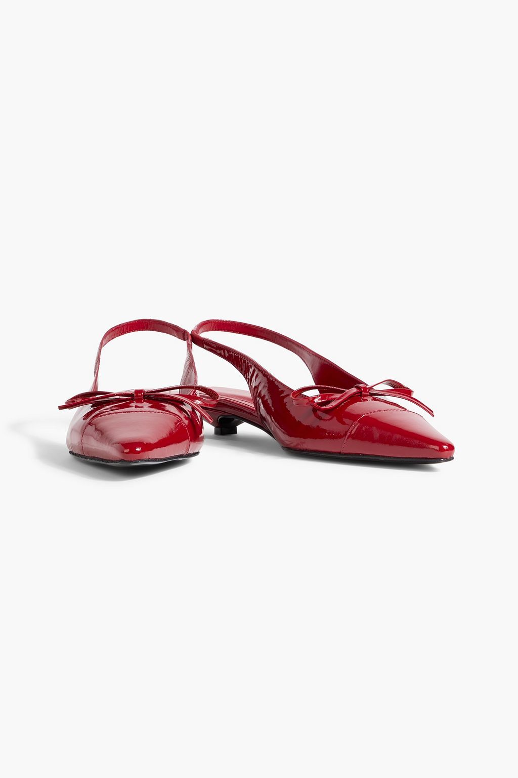 ANINE BING Zoey bow-detailed patent-leather slingback pumps