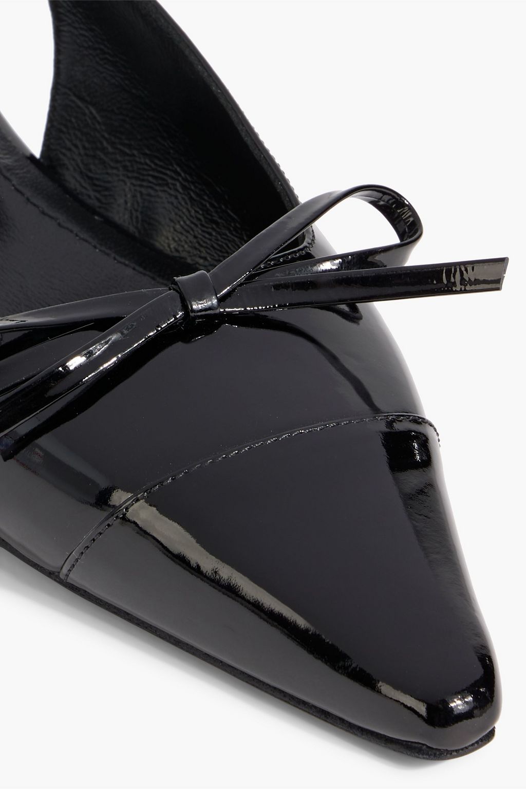 ANINE BING Zoey bow-detailed patent-leather slingback pumps